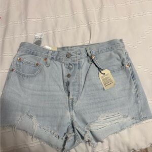 Levi's Light Blue Distressed Jean Shorts
